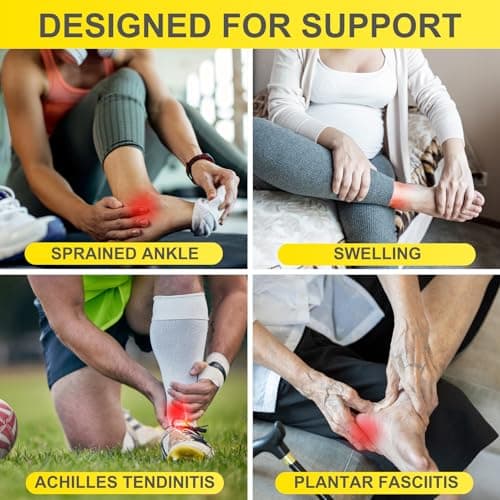 Bracoo 2 Pack Ankle Brace Compression Sleeve for Women & Men, Adjustable Ankle Support Strap for Sprained, Plantar Fasciitis, Pain Relief, Injury Recovery, Running, Workout, GYM, FS60