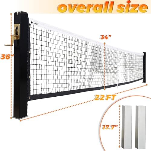 Pro-Grade In-Ground Pickleball Net with Brass Crank Handle,Galvanized Steel Sleeves,Tournament Regulation Size,Heavy Duty Pickleball Post for Indoor Gym or Outdoor Court