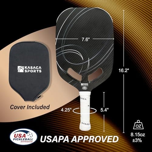 Premium Pickleball Paddle T700 Carbon Fiber, 16mm Thickness, Air Open Throat, Enhanced Spin & Control, Edgeless Design, Durable & USAPA Approved