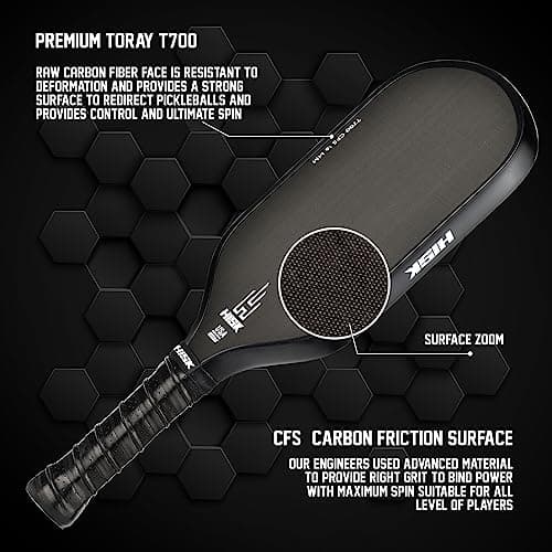RAV PRO Pickleball Paddle - Ultimate HIGH END 16mm Japanese Toray T700 Raw Carbon Fiber CFS w/Excellent GRIT Roughness Texture, Aero Dynamic Curve, USAPA Approved, Non Slip Grip