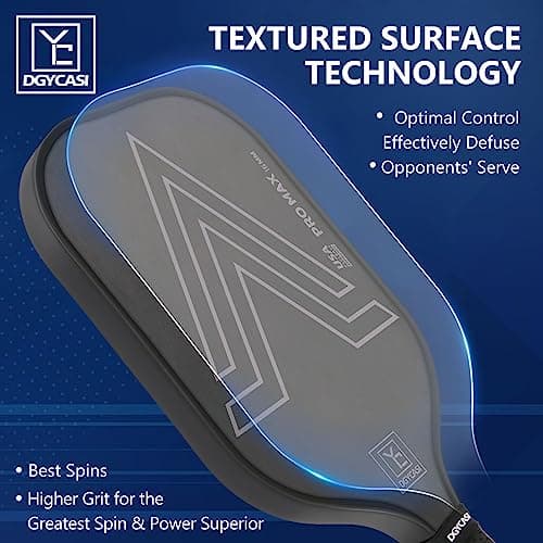 YC DGYCASI 16mm Pickleball Paddles Professional, 2025 USAPA Approved T700 Carbon Fiber Surface Pickle Paddle(CFS), Polypropylene Lightweight Honeycomb Core, Cushion Comfort Grip, with Cover Case Black