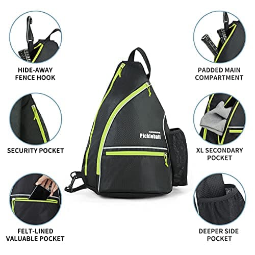 Mangrove Pickleball Bag, Men's & Women's Pickleball Backpack, Adjustable Sling Bag w/Fence Hook/Large Capacity/Safety Pocket