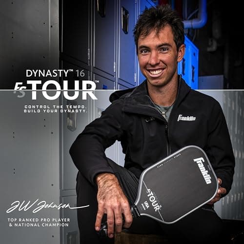 Franklin Sports Pro Pickleball Paddles - FS Tour Series Raw Carbon Fiber T700 - USA Pickleball Approved - Unibody Epoxy Resin Injected Edge - Dynasty + Tempo - 14mm/16mm Core - Gray, Blue + Pink