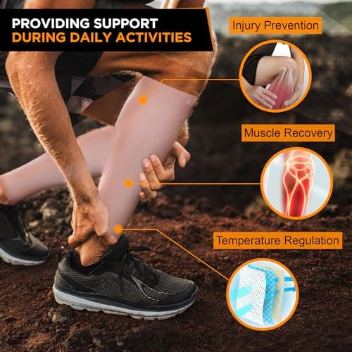 Doc Miller Compression Calf Sleeve for Men & Women, Premium Medical Grade, 15-20mmHg Graduated Support for Running, Calf Tear, Shin Splints, Knee High, Calf Sleeves, 1 Pair