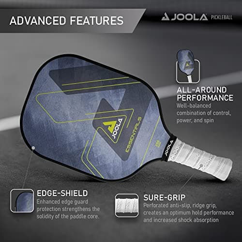 JOOLA Stratos or Essentials Pickleball Paddle – Reinforced Fiberglass Surface, Honeycomb Polypropylene Core, USAPA Approved, Durable & Beginner-Friendly Pickleball Racket with Comfortable Grip