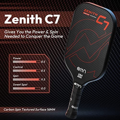 A11N Zenith Pickleball Paddle 16mm | T-700 Carbon Fiber with Foam Injected Walls | Enlarged Sweet Spot | Elongated or Wide Body Shape