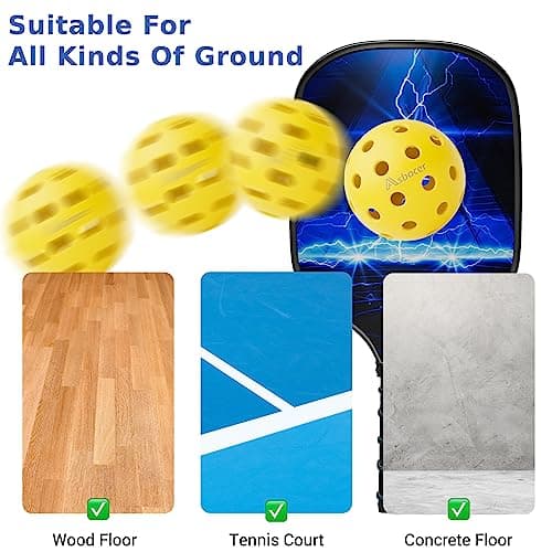 USAPA Approved Outdoor Yellow 40-Hole Pickleballs, 12-Pack in Mesh Bag with High Elasticity