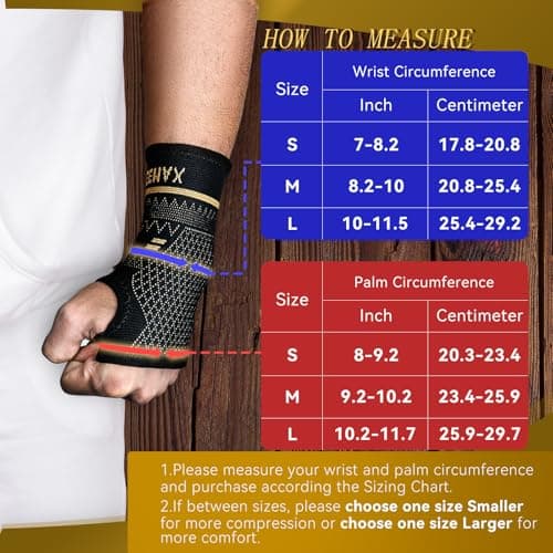 INDEEMAX Copper Wrist Compression Sleeve 1 Pair, Comfortable Hand Brace Support for Arthritis, Tendonitis, Sprains, Workout, Carpal Tunnel - Left & Right - Women and Men