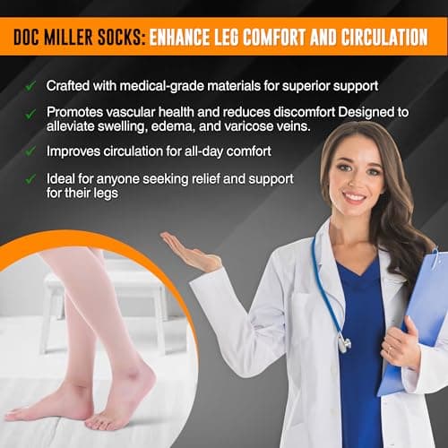 Doc Miller Compression Calf Sleeve for Men & Women, Premium Medical Grade, 15-20mmHg Graduated Support for Running, Calf Tear, Shin Splints, Knee High, Calf Sleeves, 1 Pair