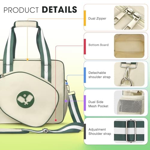 Newluck Pickleball Tote Sling Bag for Women/Men/Boy/Girl,Large Capacity,Adjustable Shoulder Strap with Fence Hook Accessories