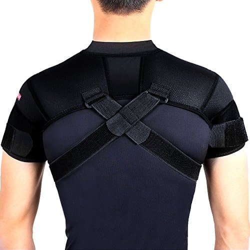 Kuangmi Double Shoulder Support Brace Strap Wrap Neoprene Protector,M