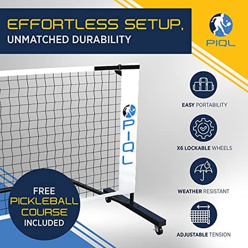 Portable Pickleball Net System with Wheels - Regulation Size Pickleball Set - Pickle Ball Indoor & Outdoor Nets – Driveway Pickle-Ball Court with Carry Bag for Pickle Ball Set