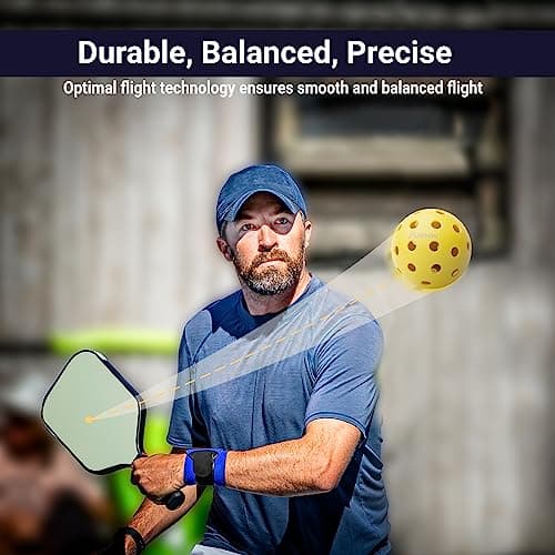 USAPA Approved Outdoor Yellow 40-Hole Pickleballs, 12-Pack in Mesh Bag with High Elasticity
