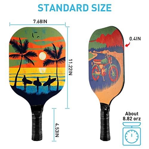 Pickleball Paddles Set of 4 with 4 Premium 9-Ply Basswood Paddles & 4 Pickleballs & 2 Handle Grips Tape & 2 Pickleball Belts & Carry Bag for Beginners Men Women Adults(New Version)