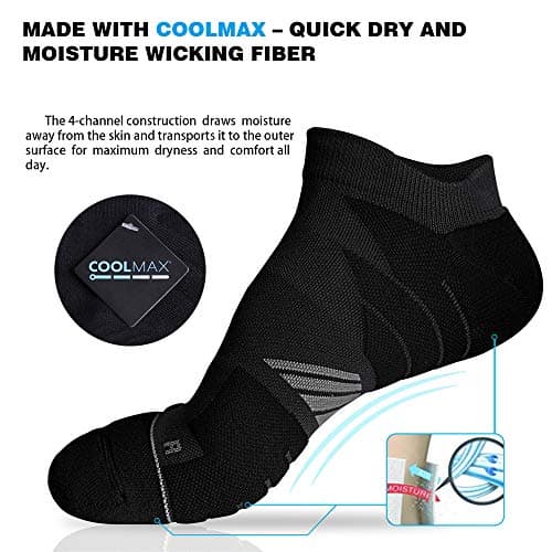 Hylaea No Show Running Athletic Anti-Blister Wicking Coolmax Socks, Seamless Anti-odor