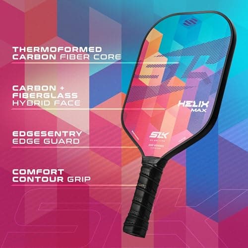 SLK Helix Pro Pickleball Paddle | Carbon Fiber & Fiberglass Hybrid Face | Thermoformed Carbon Fiber Core | Unmatched Control