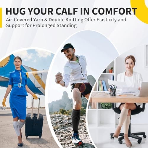 CAMBIVO Calf Compression Sleeve Men & Women- Shin Splint Brace Support for Legs Pain Relief, Varicose Vein Treatment