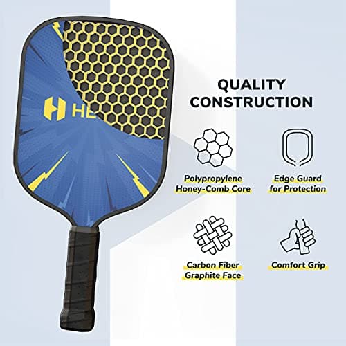 Helium Pickleball Paddle for Kids – Child Size Paddle for Children 12 and Under, Lightweight Honeycomb Core, Graphite Strike Face, Pickleball Paddle & Drawstring Bag - POW!