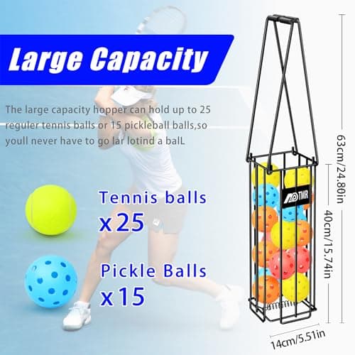 Portable Pickleball & Tennis Ball Hopper Basket Picker Upper,Tennis Hopper Basket with Handle for Easy Pickup,Tennis Ball Basket Pickup Hopper for Picking and Storage Training Tool for Ball