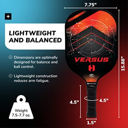 Helium Versus Pickleball Set - Pickleball Paddles with Honeycomb Core, Graphite Strike Face, and Premium Comfort Grip – 4 Balls and Convenient Sports Bag Included (Set of 2 or Set of 4 Paddles)