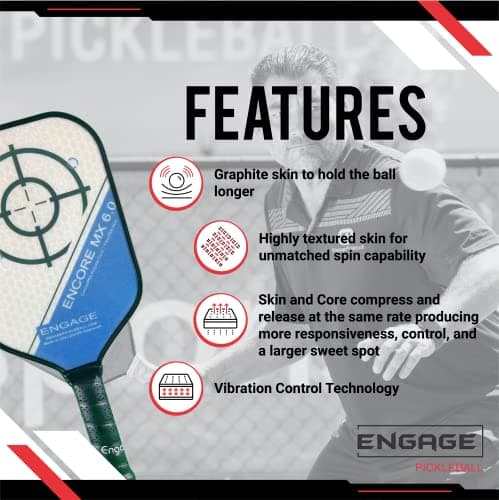 Engage Pickleball Encore MX 6.0 Pickleball Paddle - Pickleball Paddles with Thick Polymer Core - USAPA Approved Pickleball Paddles Pickleball Rackets for Adults - Standard (Purple)