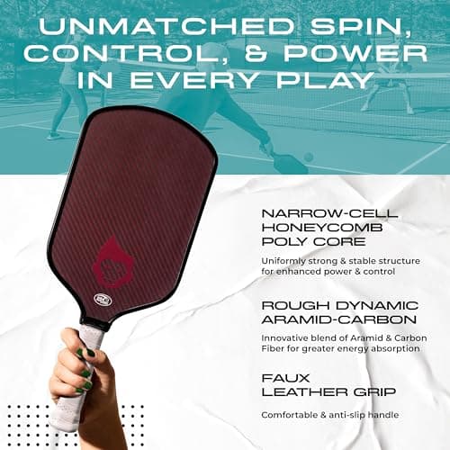 Professional Pickleball Paddles - Pro Line Energy USAPA Approved Pickleball Racket with Elongated Grip for Double-Handed Backhand - Dynamic Aramid-Carbon Fiber Surface Paddle by Pickleball Apes