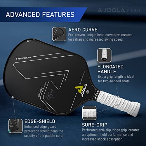 JOOLA Ben Johns Hyperion CGS Pickleball Paddle - Textured Carbon Grip Surface Technology for Spin & Control with Added Power - Polypropylene Honeycomb Core Pickleball Racket