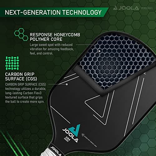 Joola Vision Pickleball Paddle with Textured Carbon Grip Surface Technology for Maximum Spin and Control with Added Power - Polypropylene Honeycomb Core Pickleball Racket