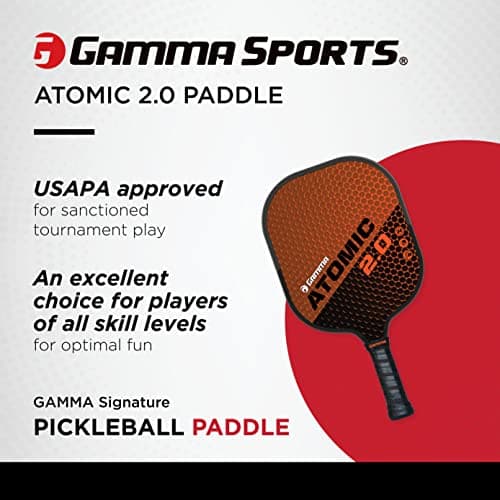GAMMA Sports 2.0 Pickleball Paddle, Graphite, Composite Power, Men and Women, Indoor and Outdoor Racket