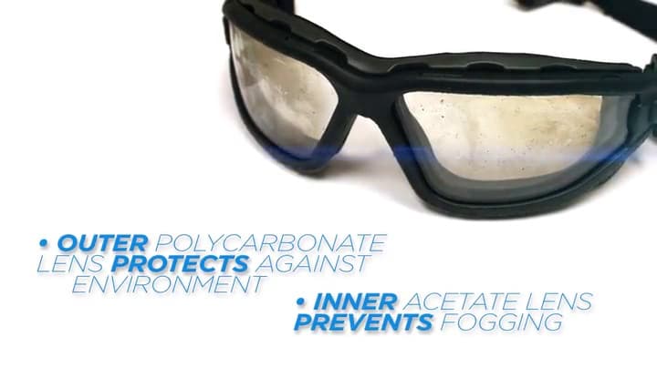 PYRAMEX I-Force Sporty Dual Pane Anti-Fog Goggle, Black Frame/Clear Anti-Fog Lens