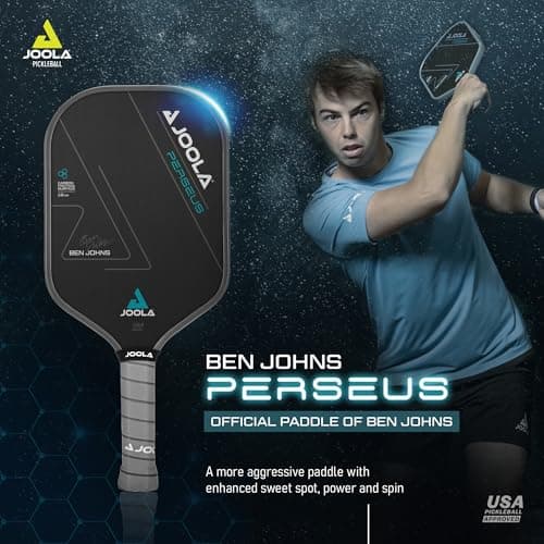 JOOLA Ben Johns Perseus Pickleball Paddle with Charged Surface Technology for Increased Power & Feel - Fully Encased Carbon Fiber w/Larger Sweet Spot - USAPA Approved