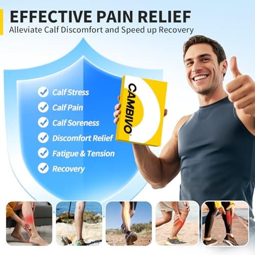 CAMBIVO Gradient Calf Compression Sleeves, 20-30 mmHg Medical Footless Compression Socks for Shin Splints, Leg Fatigue, Travel, Running, Standing & Daily Wear – Stylish Leg Support for Men & Women
