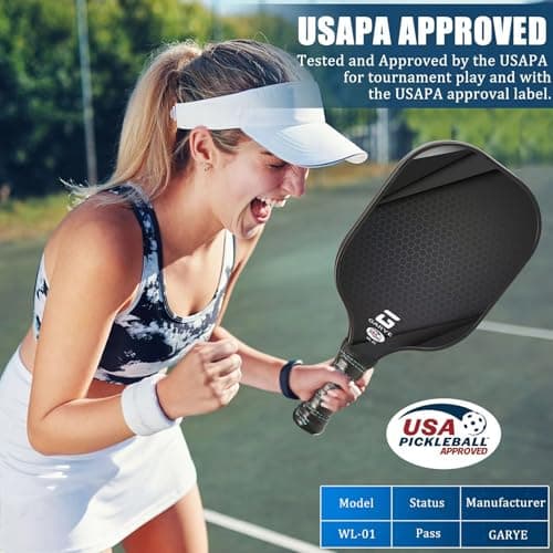 GARYE Pickleball Paddles Set, Carbon Fiber Pickle Ball Paddle, USAPA Approved Lightweight Rackets for Adults and Teenagers, Includes 6 Balls, 1 Bag, and 4 Grip Tapes.