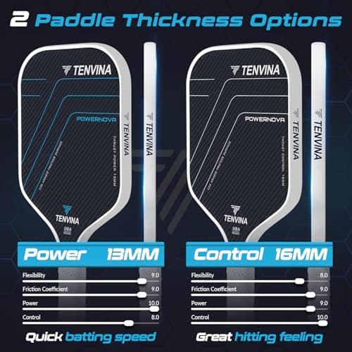 TENVINA Pickleball Paddles, Multi-Layer T700SC Textured Carbon Fiber Pickleball Paddle, 4-Types of Shapes and Thicknesses, USAPA Approved Pickle Ball Paddle, Strong Spin and Power Surface