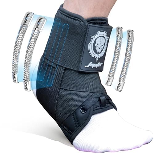 Jupiter Ankle Brace for Sprained Ankles for Women & Men, Made of Neoprene with Dual Springs, for Injury Recover, Running, Basketball and Cycling(Black M 11‘’-14‘’)