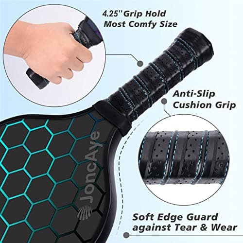 JoncAye Pickleball-Paddles-Set of 4 or 2 Rackets with Balls and Bag, USAPA Approved Pickle-Ball Equipment with Accessories, Fiberglass Graphite Pickleball Racquet Set for Men, Women, Kids, Adults