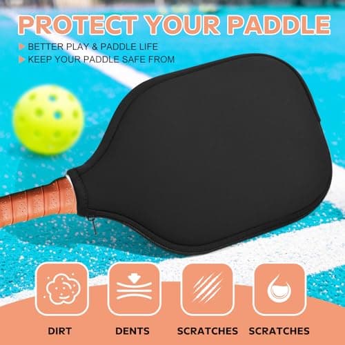 2 Pcs Pickleball Paddle Covers, Universal Case Size - 8.6 x 12.2 inches Zippered Racket Sleeve, Durable Neoprene Paddle Cover, Paddle Storage Bag for Most USAPA Standard (Black) (Black)