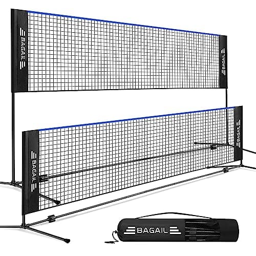 BAGAIL Badminton Net, Height Adjustable Kids Volleyball Net, Foldable Nylon Net 10 ft/14ft/17ft Wide, Tennis Net, Small Pickleball Net for Backyard Game and Indoor Outdoor Use, Easy Setup