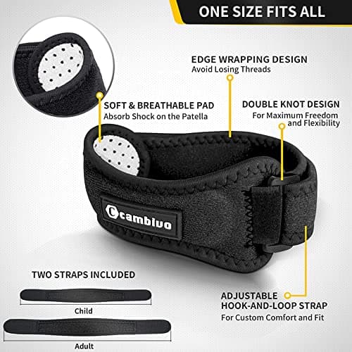 CAMBIVO 2 Pack Knee Braces for Women and Men, Patella Knee Support Strap, Basketball, Running, Hiking, Volleyball, Tennis, Squats