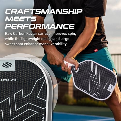 Selkirk Sport SLK Halo Raw Carbon Fiber Pickleball Paddle | Designed in The USA | Choose from The T700 Raw Carbon Fiber Power, The 18k Ultraweave Control, or The Kevlar Linkweave Thermoformed Pro