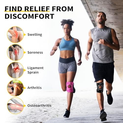 CAMBIVO Elite Motion Series Knee Brace for Women & Men with Side Stabilizers, Patella Knee Brace for Meniscus Tear, Knee Support for Knee Pain Relief, Running, Basketball, Workouts (Black, Large)