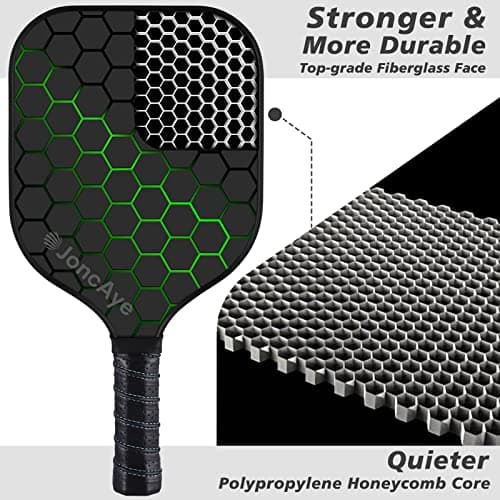 JoncAye Pickleball-Paddles-Set of 4 or 2 Rackets with Balls and Bag, USAPA Approved Pickle-Ball Equipment with Accessories, Fiberglass Graphite Pickleball Racquet Set for Men, Women, Kids, Adults