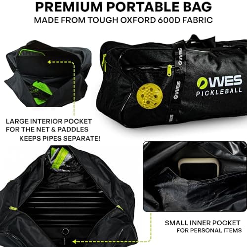 10ft Mini Pickleball Net Set – Half Court Pickleball Net with Ball Holder, Premium Travel Bag & 4 Pickleballs – Easy Setup, Heavy-Duty Frame & Reinforced Fabric Net for Driveway