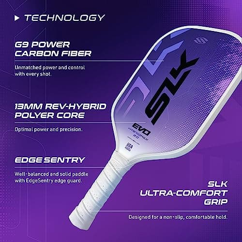 SLK Latitude 2.0 Pickleball Paddle | G4 Graphite Pickleball Paddle Face | Rev-Core+ Technology with SpinFlex Surface | Redesigned for Performance and Control