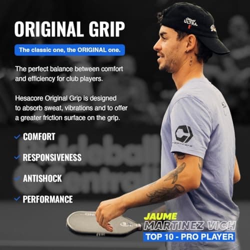 Pickleball Paddle Grip - 5.25in - Supports Tennis Elbow, Enhances Grip Strength, Reduces Vibration with Finger Support and Anti-Sweat Design