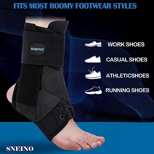 SNEINO Ankle Brace for Women & Men - Ankle Support Brace for Sprained Ankle, Ankle Stabilizer for Achilles, Tendon, Sprain, Injury Recovery, Lace up Ankle wrap for Running, Basketball, Volleyball (Large)