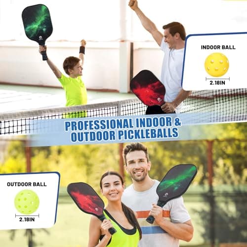 DULCE DOM Pickleball Paddles Set of 2/4 - USAPA Approved, Fiberglass Surface Pickleball Racket with 4 Indoor Outdoor Pickleball Balls and Pickleball Bag, Ideal Training Equipment Gift for Men & Women