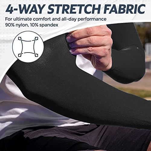 KUHNMARVIN 2 Pairs Arm Sleeves Compression UV Protection Cooling Sun Sleeves Tattoo Cover Up Basketball Arm Sleeves Football
