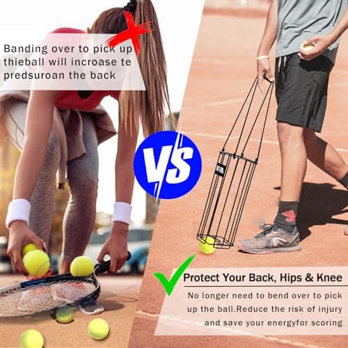 Portable Pickleball & Tennis Ball Hopper Basket Picker Upper,Tennis Hopper Basket with Handle for Easy Pickup,Tennis Ball Basket Pickup Hopper for Picking and Storage Training Tool for Ball