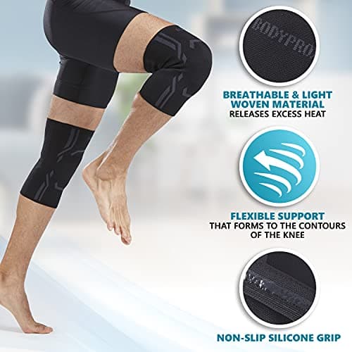 Knee Compression Sleeve for Men and Women (2 Pack), Knee Support Brace for Running and Work out (Large)